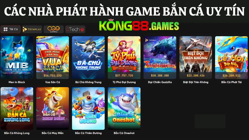 Các sảnh game KONG88 Bắn cá đổi thưởng